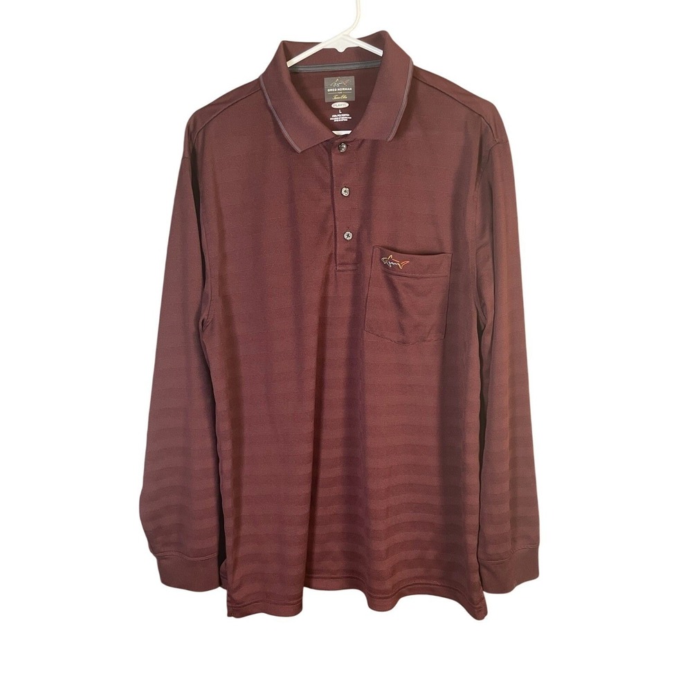 Greg Norman Mens Polo Dry Performance Shirt Large Sporty Golf Preppy Sports